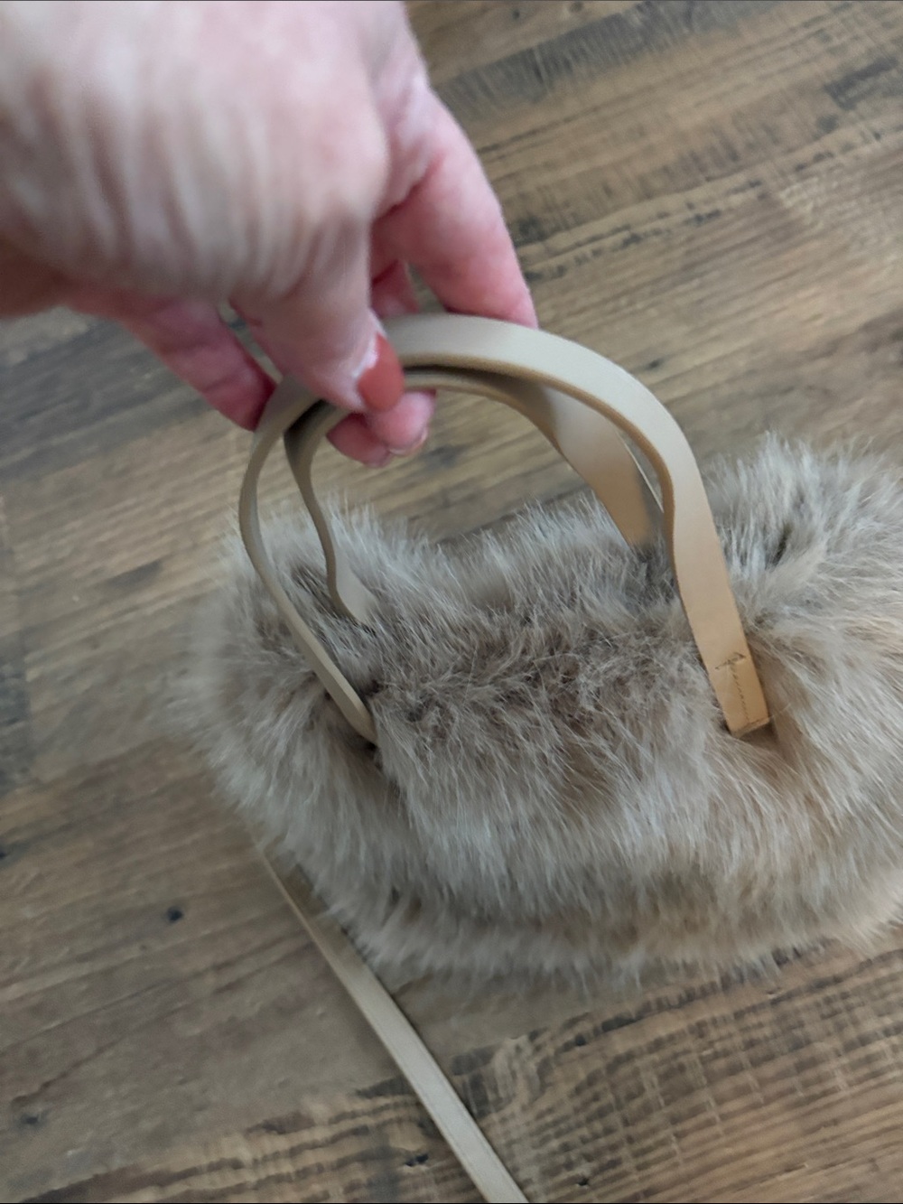 Plush Mini Tote in Light Taupe with Smooth Strap